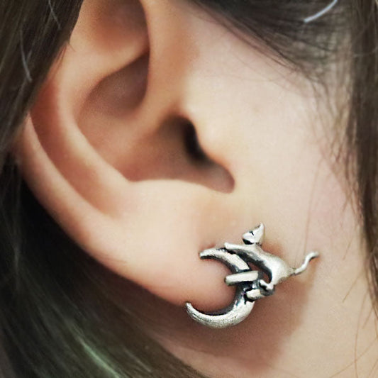 月に憧れる猫ピアス-Silver
