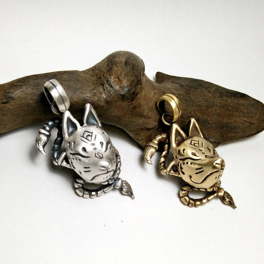 大狐面ペンダントⅡ-brass