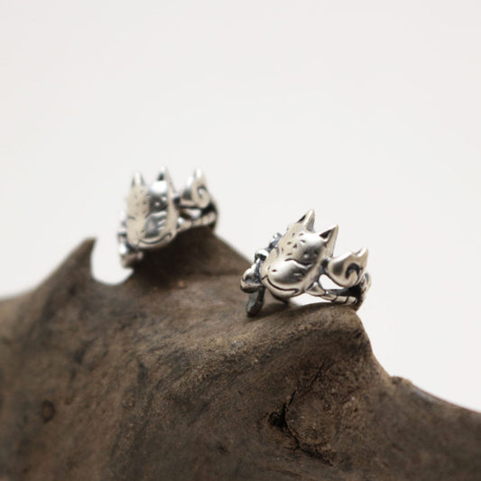 小狐面イヤーカフ-silver