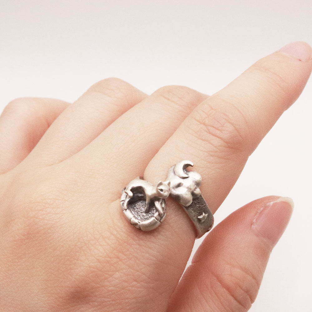 おやすみにゃんこRing-silver