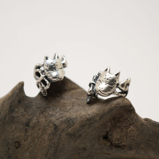 小狐面イヤーカフ-silver