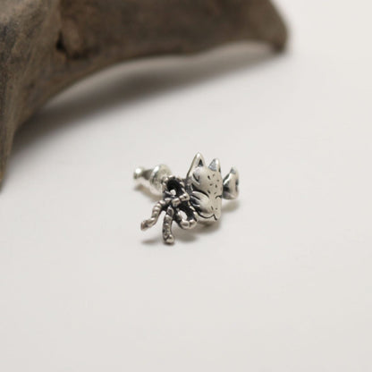 小狐面ピアス-silver