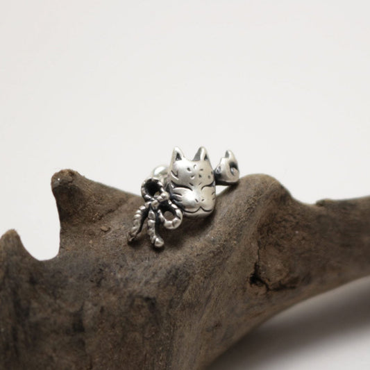 小狐面ピアス-silver