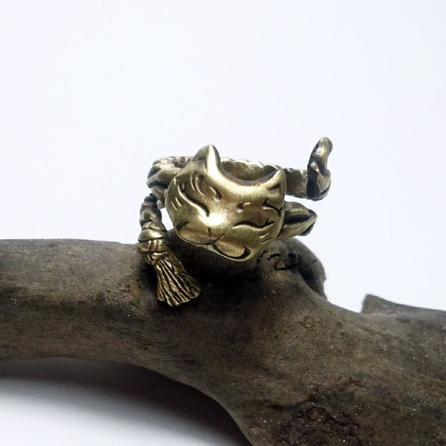 猫面Ring(大)-brass