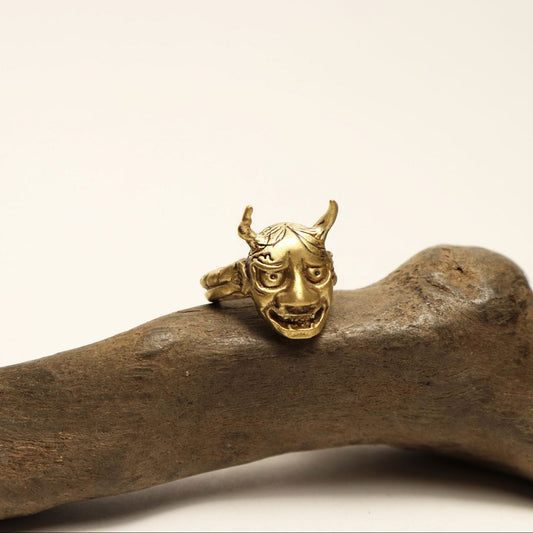 はんにゃ面イヤーカフ-brass