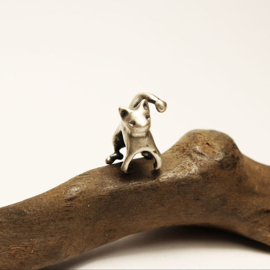 耳じゃれ猫イヤーカフ-silver