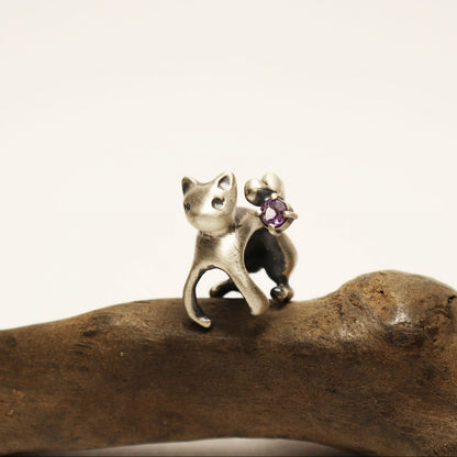 耳じゃれ猫イヤーカフ-silver