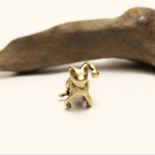 耳じゃれ猫イヤーカフ-brass