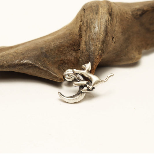 月に憧れる猫ピアス-Silver