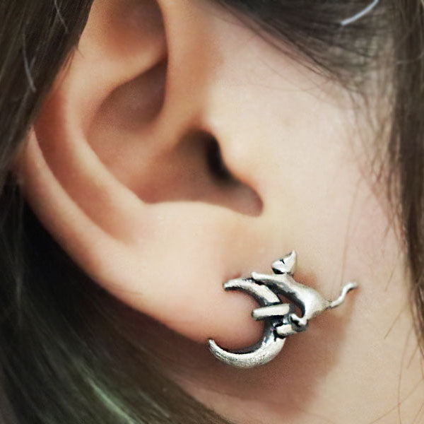 月に憧れる猫ピアス-Silver