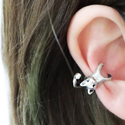 耳じゃれ猫イヤーカフ-silver