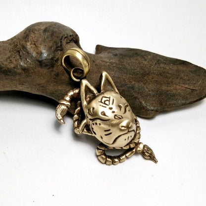 大狐面ペンダントⅡ-brass