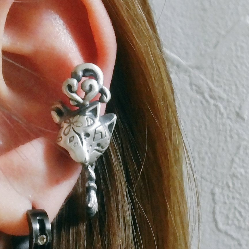 半*狐面イヤーカフⅡ-silver