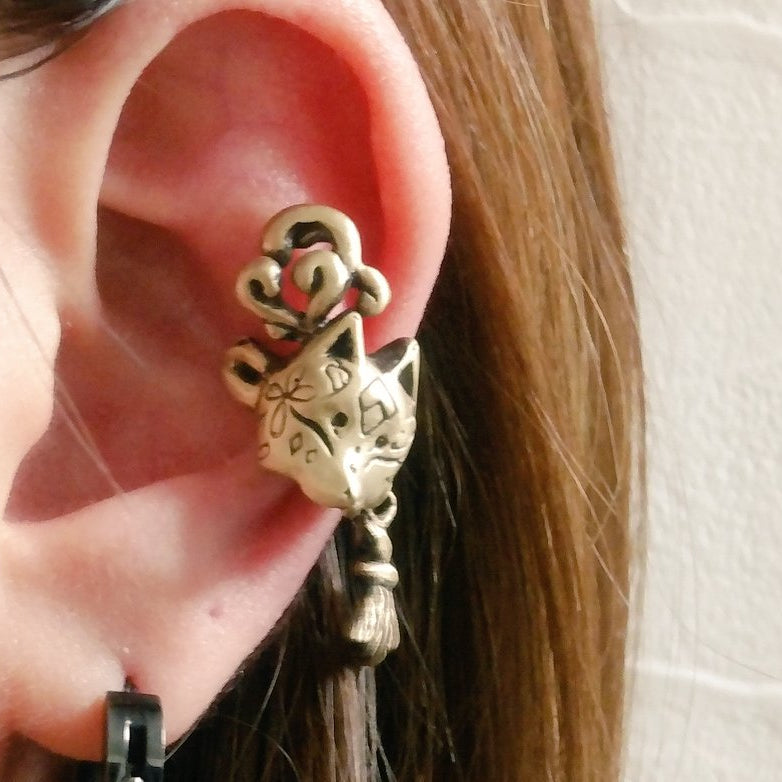 半*狐面イヤーカフⅡ-brass