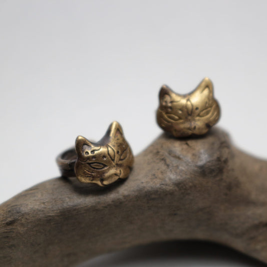 猫面イヤーカフ-Brass