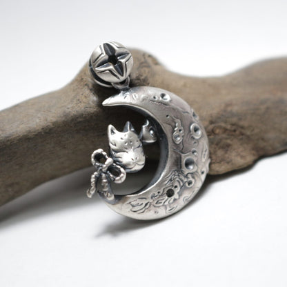 狐面ペンダント-Moon-silver