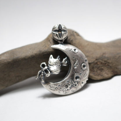 狐面ペンダント-Moon-silver