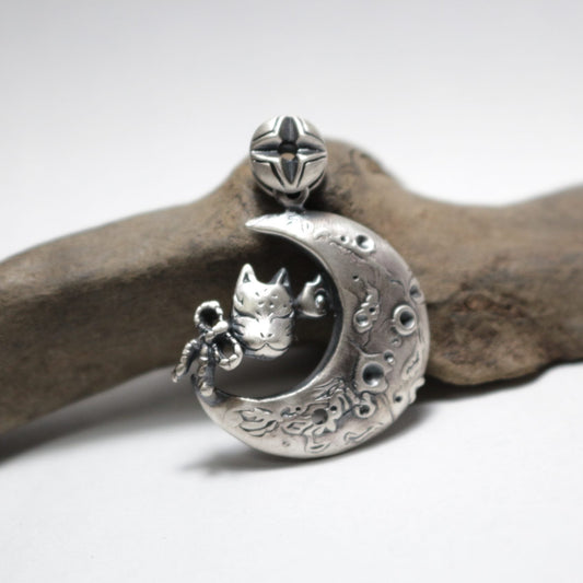 狐面ペンダント-Moon-silver