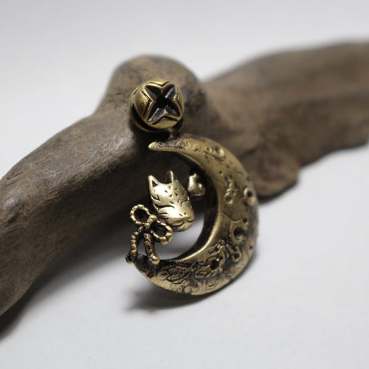 狐面ペンダント-Moon-brass