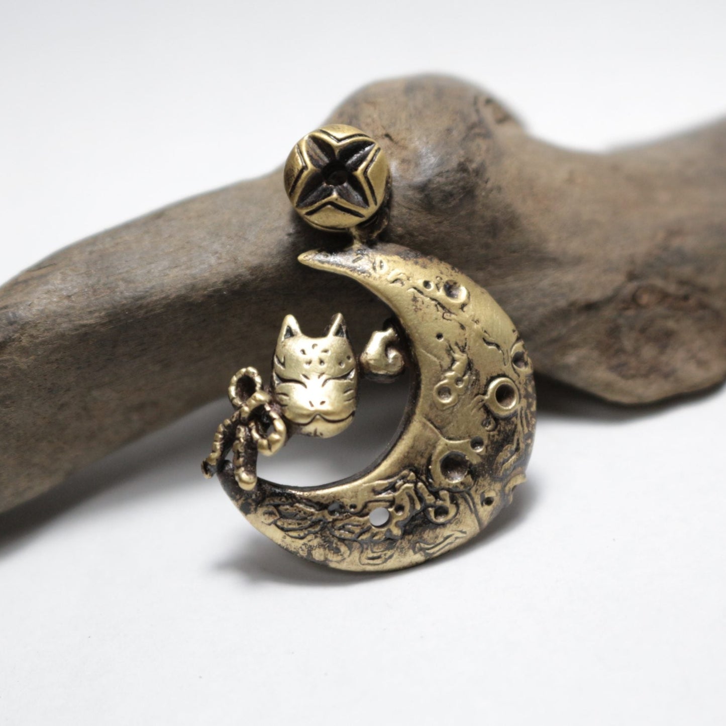 狐面ペンダント-Moon-brass