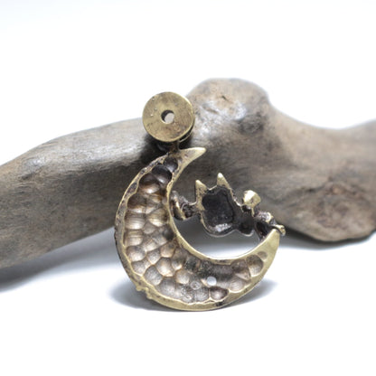 狐面ペンダント-Moon-brass