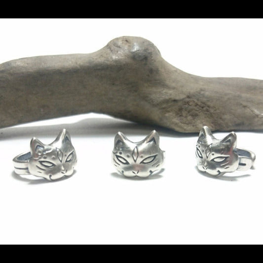 猫面イヤーカフ-silver