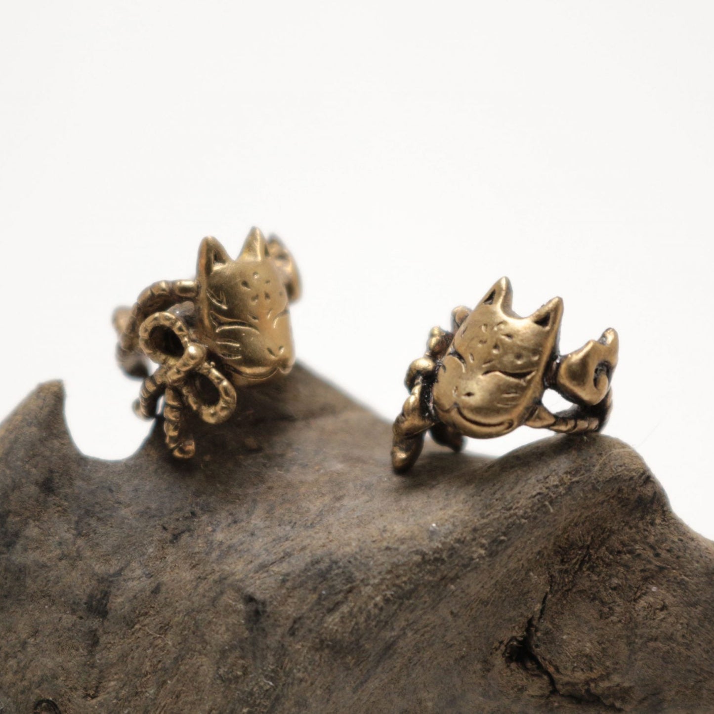 小狐面イヤーカフ-brass