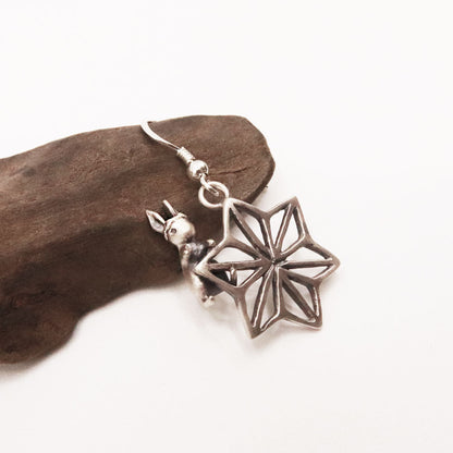 冒険うさぎと星のピアス-silver