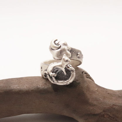 おやすみにゃんこRing-silver