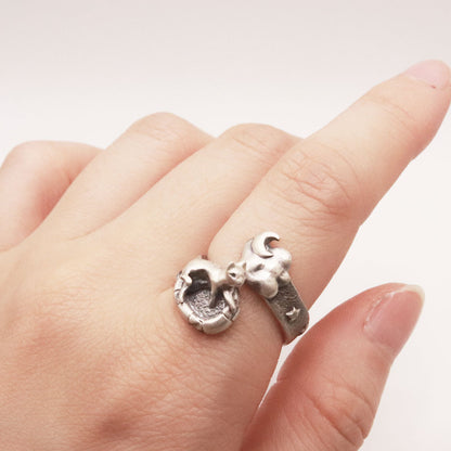 おやすみにゃんこRing-silver